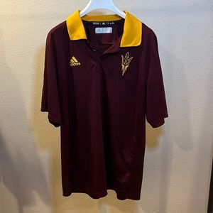 Classic Adidas Sun Devils Red Yellow Polo Golf Shirt - Men's medium